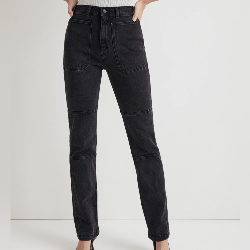 Madewell Black Straight Leg Jeans High-Rise Structured